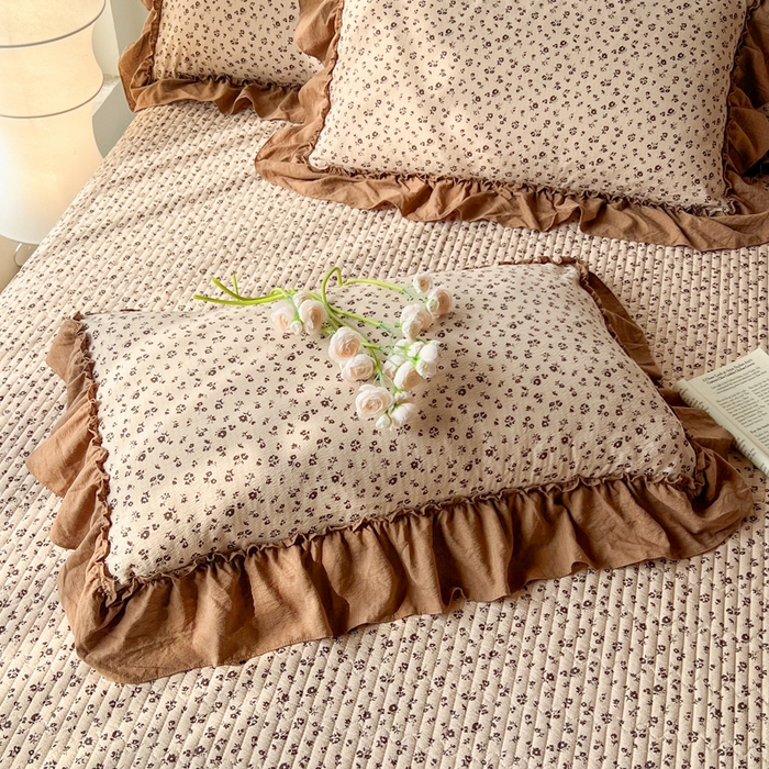 91家纺网 家纺一手货源 找家纺 梵克保罗 2026新款云感双层纱床盖四件套 旧橡果花事