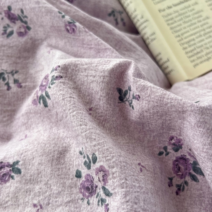 91家纺网 家纺一手货源 找家纺 梵克保罗 2026新款云感双层纱床盖四件套 雾紫花漾