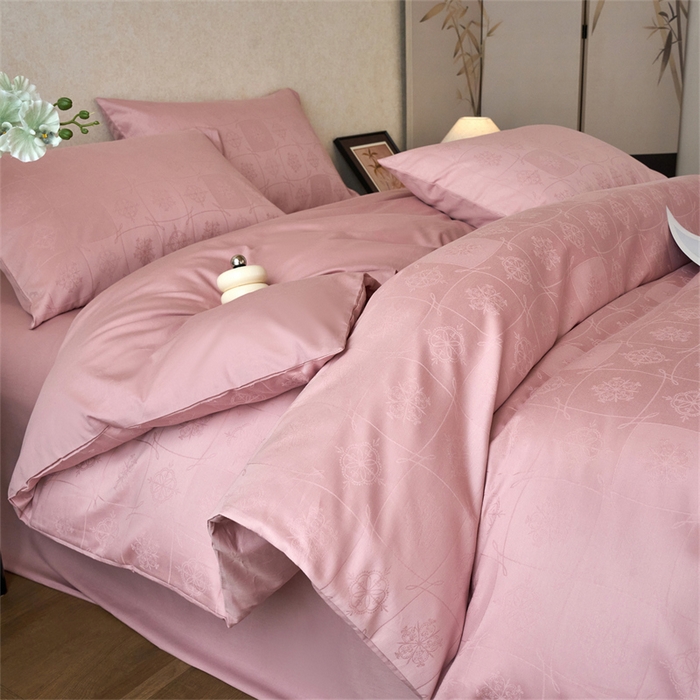 91家纺网 家纺一手货源 找家纺 （总）兰紫橙家纺 2026新款全棉贡缎提花四件套