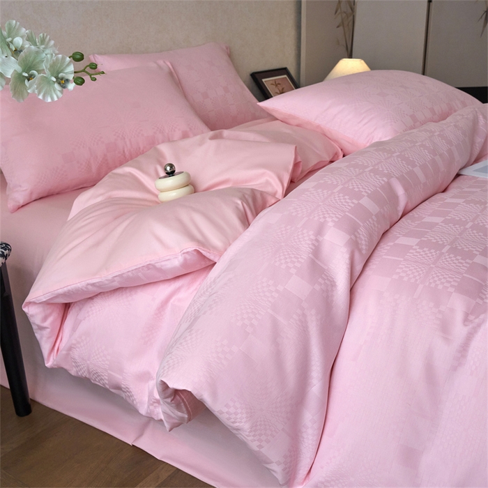 91家纺网 家纺一手货源 找家纺 （总）兰紫橙家纺 2026新款全棉贡缎提花四件套