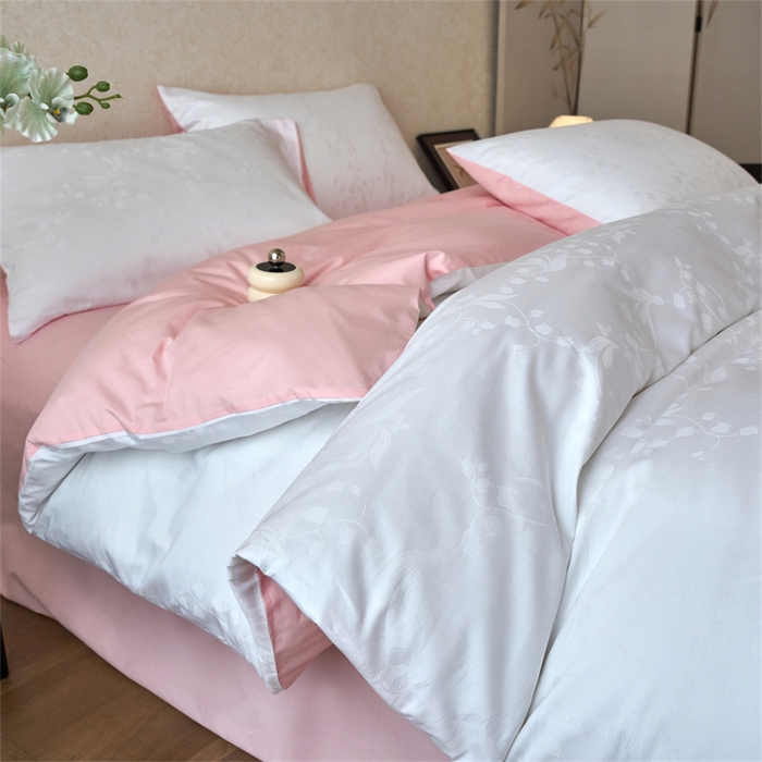 91家纺网 家纺一手货源 找家纺 （总）兰紫橙家纺 2026新款全棉贡缎提花四件套