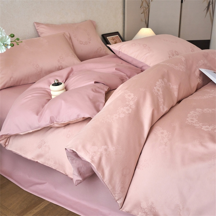 91家纺网 家纺一手货源 找家纺 （总）兰紫橙家纺 2026新款全棉贡缎提花四件套