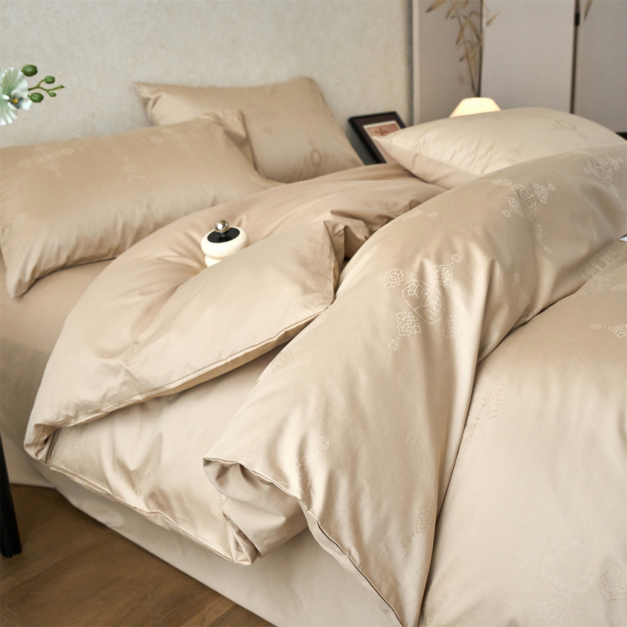 91家纺网 家纺一手货源 找家纺 （总）兰紫橙家纺 2026新款全棉贡缎提花四件套