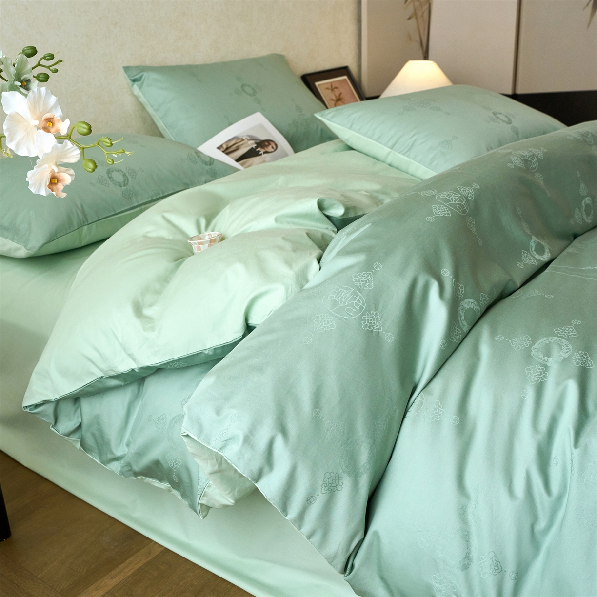 91家纺网 家纺一手货源 找家纺 （总）兰紫橙家纺 2026新款全棉贡缎提花四件套