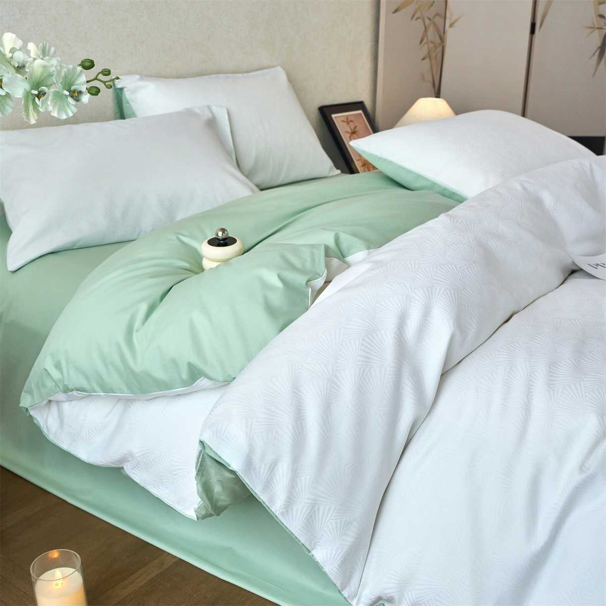 91家纺网 家纺一手货源 找家纺 （总）兰紫橙家纺 2026新款全棉贡缎提花四件套