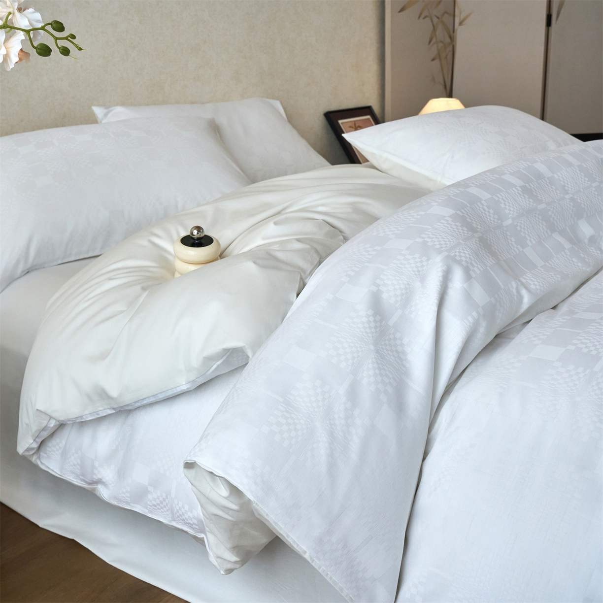 91家纺网 家纺一手货源 找家纺 （总）兰紫橙家纺 2026新款全棉贡缎提花四件套