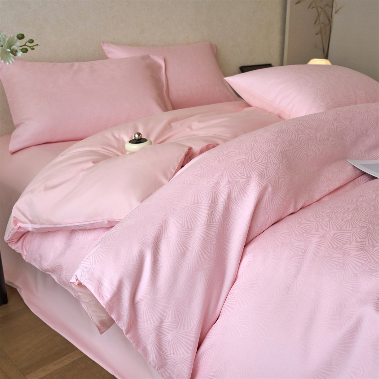 91家纺网 家纺一手货源 找家纺 （总）兰紫橙家纺 2026新款全棉贡缎提花四件套