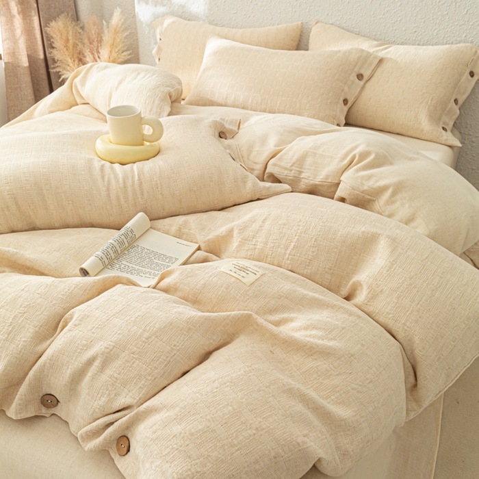 91家纺网 家纺一手货源 找家纺 （总）梵克保罗 2026新款A类亲肤舒适棉麻纽扣款四件套