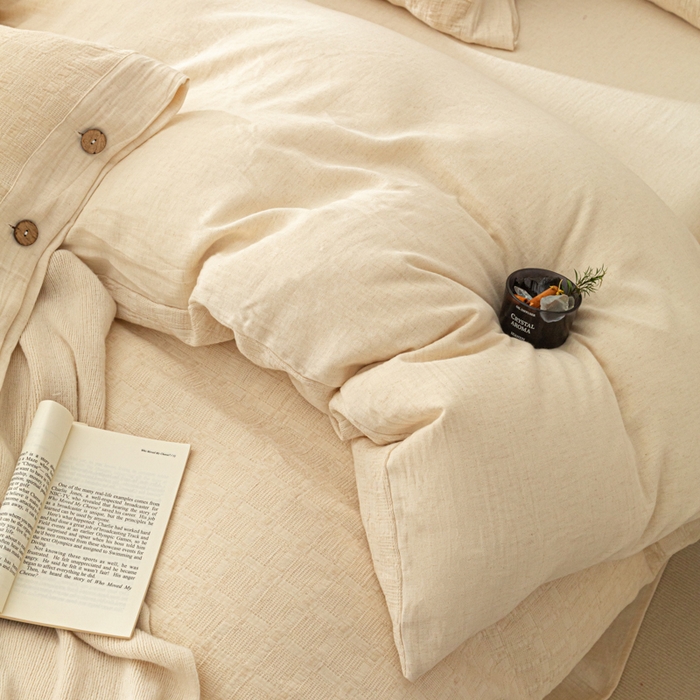 91家纺网 家纺一手货源 找家纺 （总）梵克保罗 2026新款A类亲肤舒适棉麻纽扣款四件套