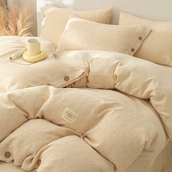 91家纺网 家纺一手货源 找家纺 （总）梵克保罗 2026新款A类亲肤舒适棉麻纽扣款四件套