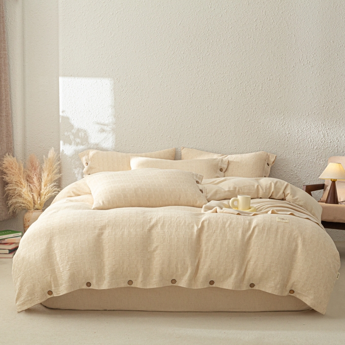 91家纺网 家纺一手货源 找家纺 （总）梵克保罗 2026新款A类亲肤舒适棉麻纽扣款四件套