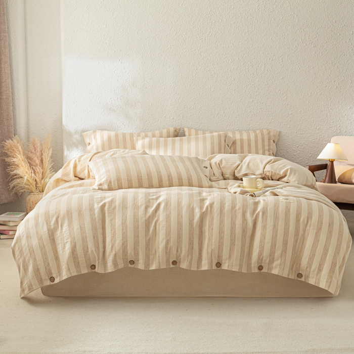 91家纺网 家纺一手货源 找家纺 （总）梵克保罗 2026新款A类亲肤舒适棉麻纽扣款四件套