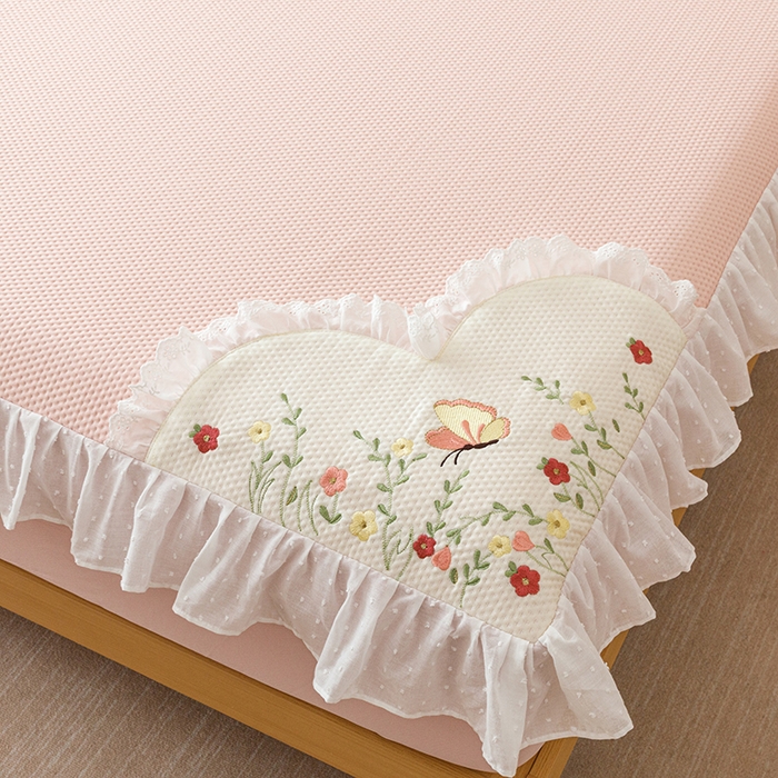 91家纺网 家纺一手货源 找家纺 （总）好儿喜家纺 2026新款凉席床笠冰丝席凉感豆豆席花边PE乙纶软凉席床笠凉席-繁花