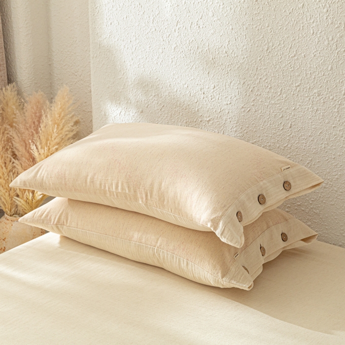 91家纺网 家纺一手货源 找家纺 梵克保罗 2026新款A类亲肤舒适棉麻纽扣款四件套 松间米柔