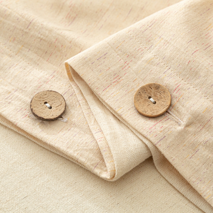 91家纺网 家纺一手货源 找家纺 梵克保罗 2026新款A类亲肤舒适棉麻纽扣款四件套 松间米柔