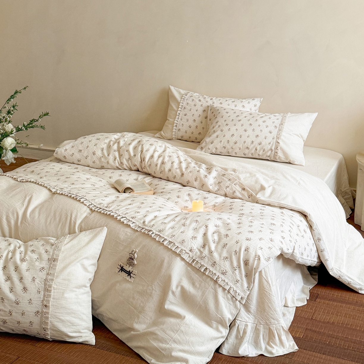 91家纺网 家纺一手货源 找家纺 艾唯希家纺 2026新款A类棉麻小碎花工艺四件套亚麻（控价品）-可可兔系列 可可兔-乡野