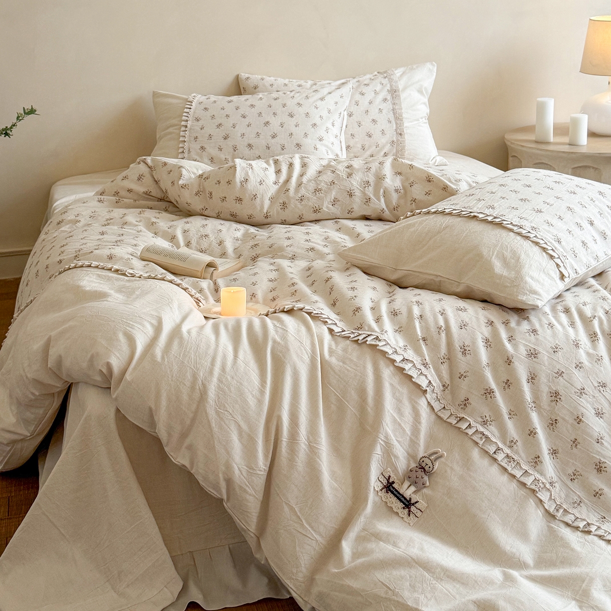 91家纺网 家纺一手货源 找家纺 艾唯希家纺 2026新款A类棉麻小碎花工艺四件套亚麻（控价品）-可可兔系列 可可兔-乡野