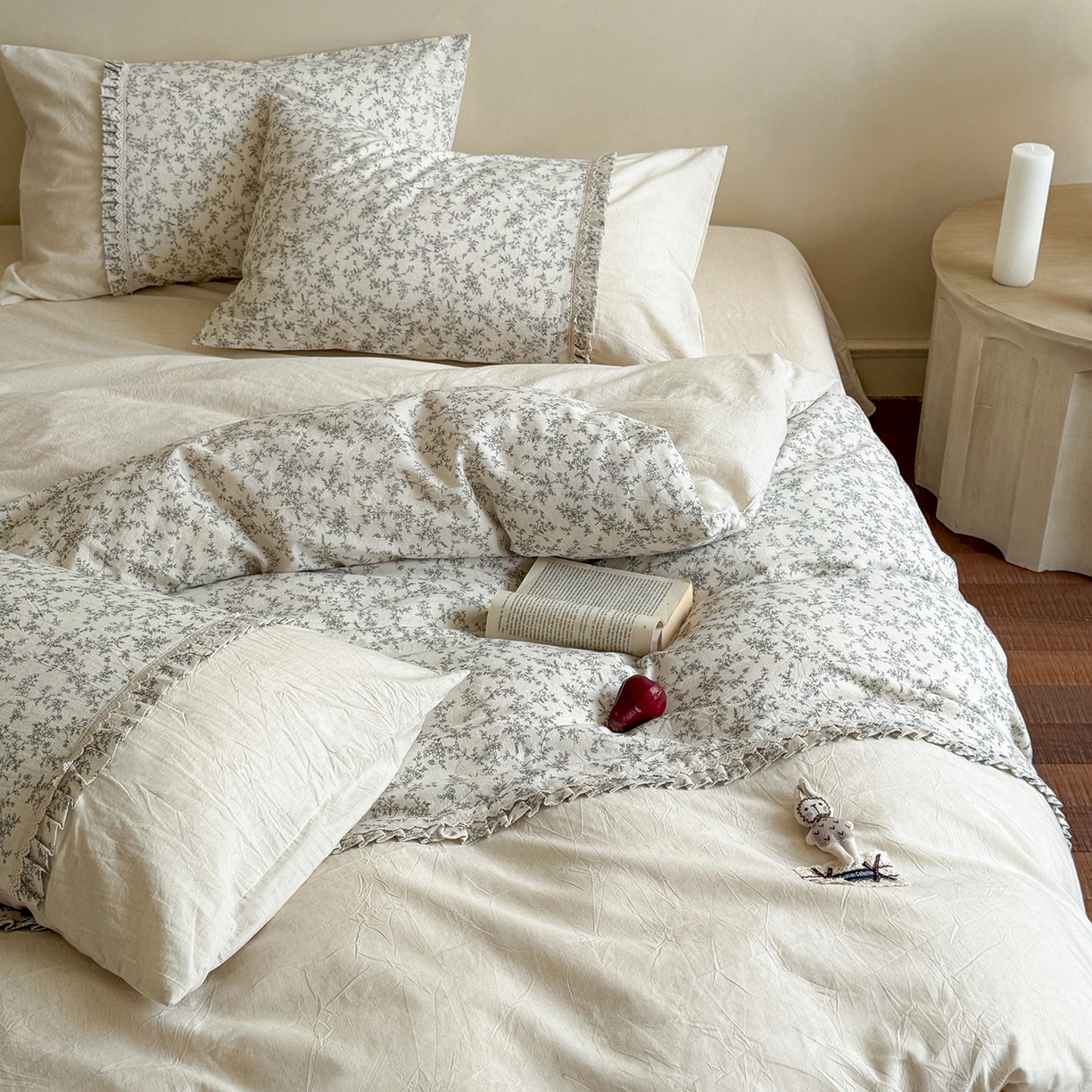 91家纺网 家纺一手货源 找家纺 艾唯希家纺 2026新款A类棉麻小碎花工艺四件套亚麻（控价品）-可可兔系列 可可兔-黑线花