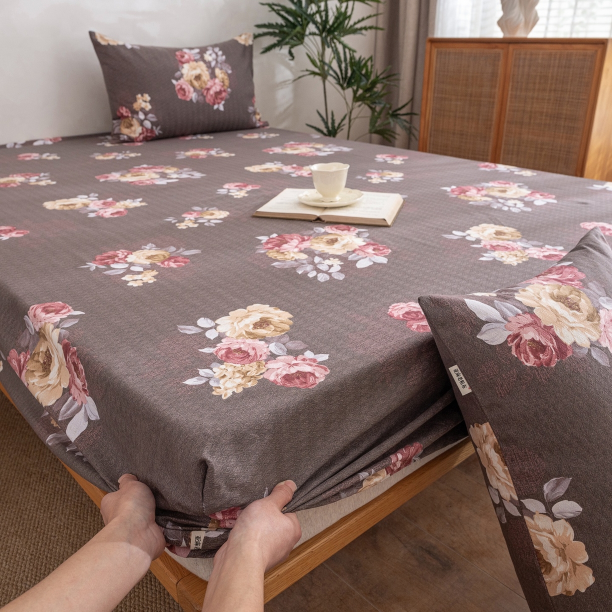 91家纺网 家纺一手货源 找家纺 首爱家纺 2026春夏新款亚麻老粗布床笠 床笠单件 丁兰