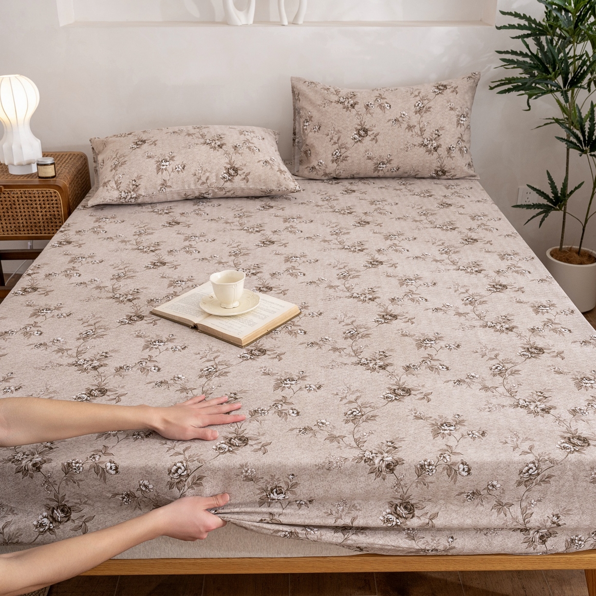 91家纺网 家纺一手货源 找家纺 首爱家纺 2026春夏新款亚麻老粗布床笠 床笠单件 岚溪