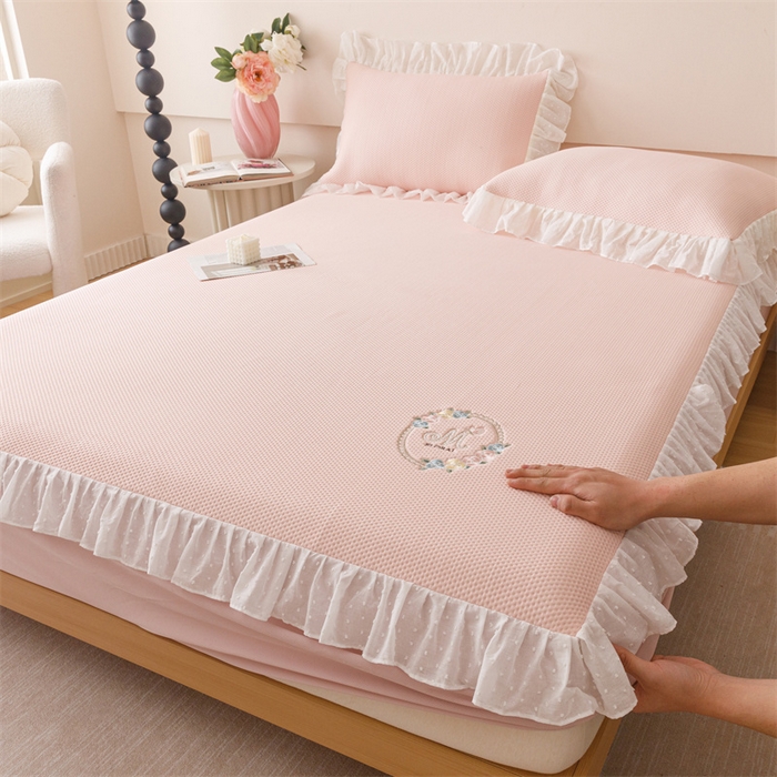 （总）好儿喜家纺 2026新款凉席床笠冰丝席凉感豆豆席花边PE乙纶软凉席床笠凉席-花蜜