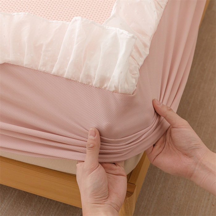 91家纺网 家纺一手货源 找家纺 （总）好儿喜家纺 2026新款凉席床笠冰丝席凉感豆豆席花边PE乙纶软凉席床笠凉席-花蜜