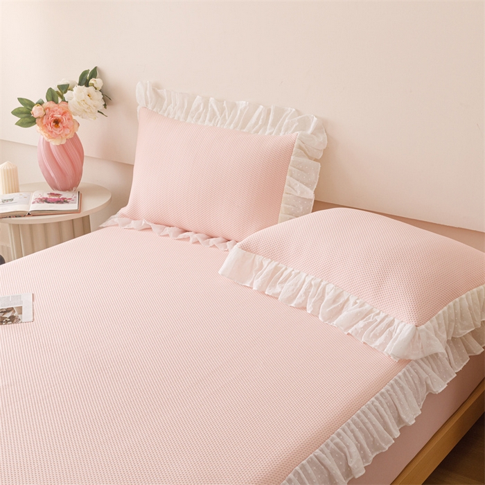 91家纺网 家纺一手货源 找家纺 （总）好儿喜家纺 2026新款凉席床笠冰丝席凉感豆豆席花边PE乙纶软凉席床笠凉席-花蜜