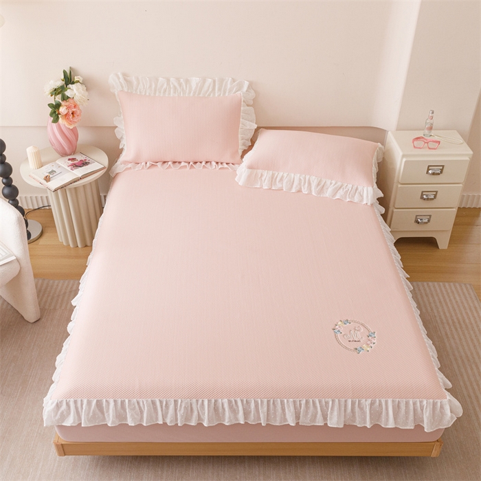 91家纺网 家纺一手货源 找家纺 （总）好儿喜家纺 2026新款凉席床笠冰丝席凉感豆豆席花边PE乙纶软凉席床笠凉席-花蜜