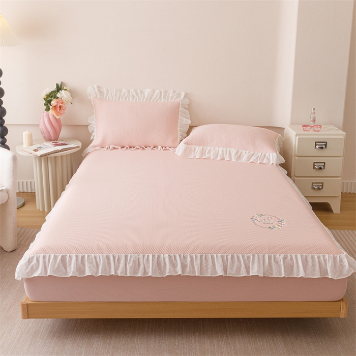 91家纺网 家纺一手货源 找家纺 （总）好儿喜家纺 2026新款凉席床笠冰丝席凉感豆豆席花边PE乙纶软凉席床笠凉席-花蜜