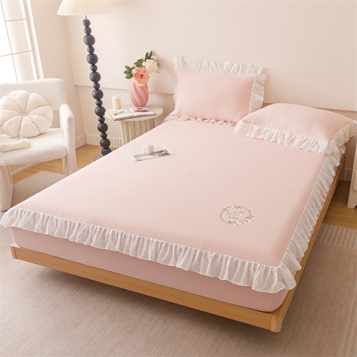 91家纺网 家纺一手货源 找家纺 （总）好儿喜家纺 2026新款凉席床笠冰丝席凉感豆豆席花边PE乙纶软凉席床笠凉席-花蜜