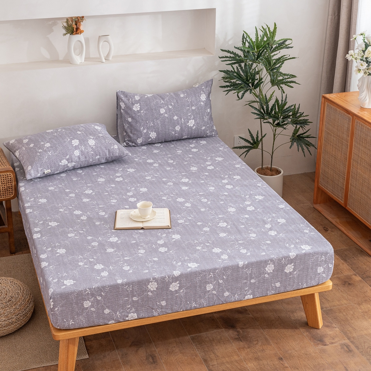 91家纺网 家纺一手货源 找家纺 首爱家纺 2026春夏新款亚麻老粗布床笠 床笠单件 沐瑶