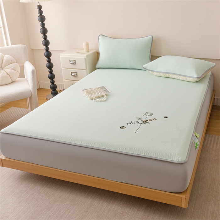 91家纺网 家纺一手货源 找家纺 （总）好儿喜家纺 2026新款凉席床笠冰丝席凉感豆豆席花边PE乙纶软凉席床笠凉席-玫瑰花