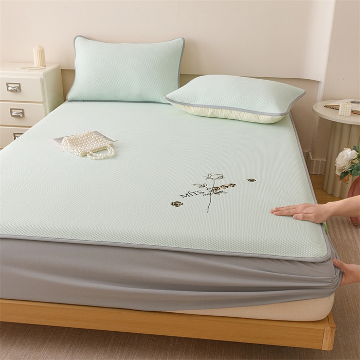 91家纺网 家纺一手货源 找家纺 （总）好儿喜家纺 2026新款凉席床笠冰丝席凉感豆豆席花边PE乙纶软凉席床笠凉席-玫瑰花