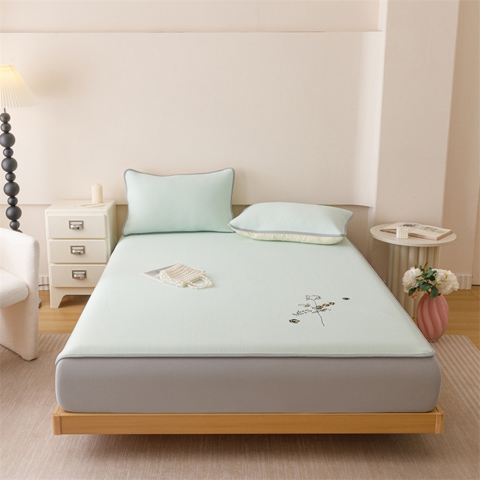 91家纺网 家纺一手货源 找家纺 （总）好儿喜家纺 2026新款凉席床笠冰丝席凉感豆豆席花边PE乙纶软凉席床笠凉席-玫瑰花