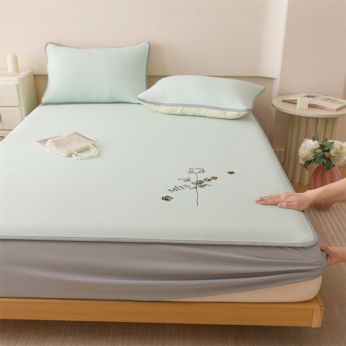 91家纺网 家纺一手货源 找家纺 （总）好儿喜家纺 2026新款凉席床笠冰丝席凉感豆豆席花边PE乙纶软凉席床笠凉席-玫瑰花