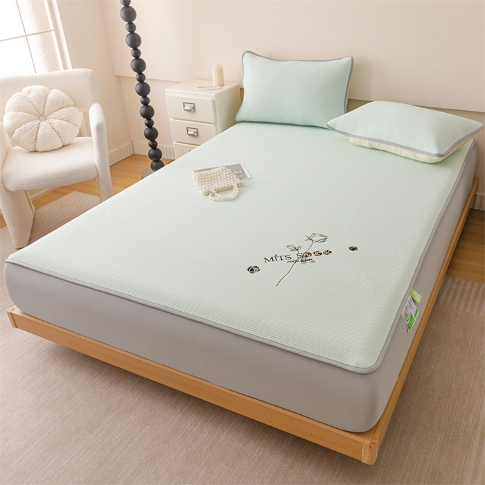 91家纺网 家纺一手货源 找家纺 （总）好儿喜家纺 2026新款凉席床笠冰丝席凉感豆豆席花边PE乙纶软凉席床笠凉席-玫瑰花