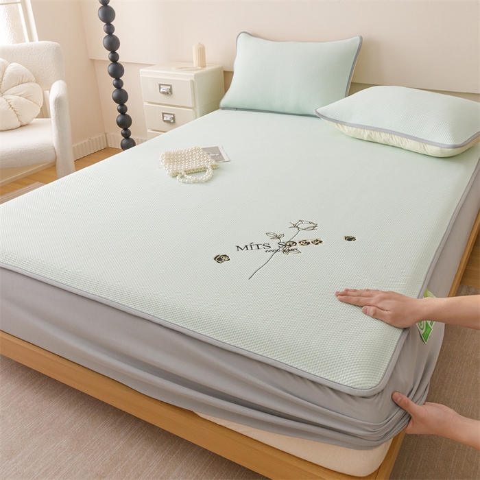 91家纺网 家纺一手货源 找家纺 （总）好儿喜家纺 2026新款凉席床笠冰丝席凉感豆豆席花边PE乙纶软凉席床笠凉席-玫瑰花