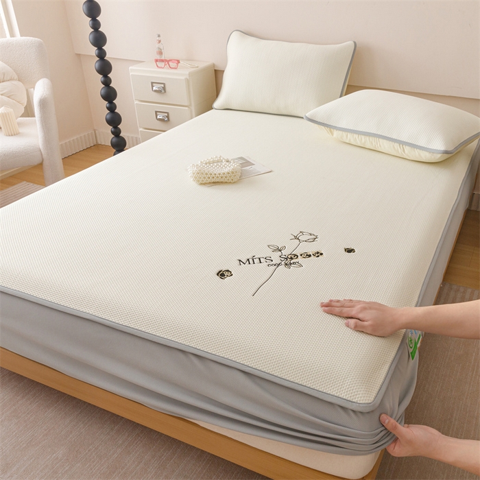 91家纺网 家纺一手货源 找家纺 （总）好儿喜家纺 2026新款凉席床笠冰丝席凉感豆豆席花边PE乙纶软凉席床笠凉席-玫瑰花