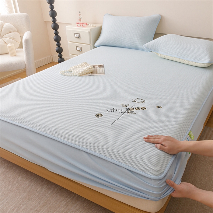 91家纺网 家纺一手货源 找家纺 （总）好儿喜家纺 2026新款凉席床笠冰丝席凉感豆豆席花边PE乙纶软凉席床笠凉席-玫瑰花