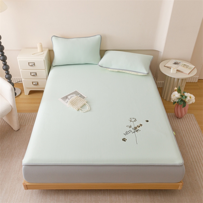 91家纺网 家纺一手货源 找家纺 （总）好儿喜家纺 2026新款凉席床笠冰丝席凉感豆豆席花边PE乙纶软凉席床笠凉席-玫瑰花