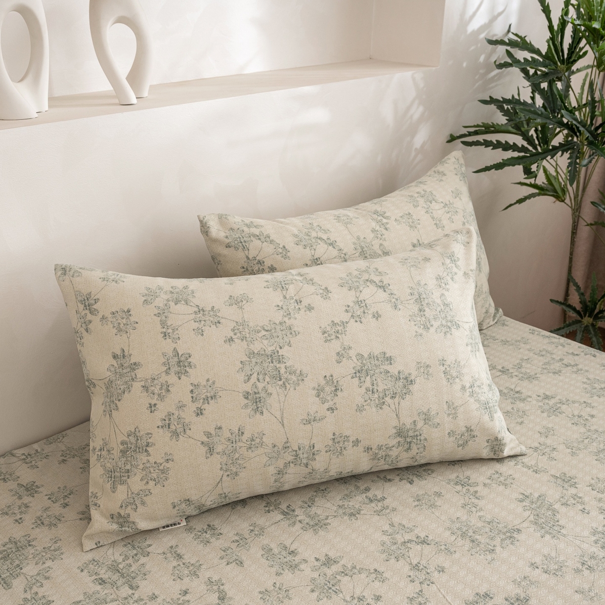 91家纺网 家纺一手货源 找家纺 首爱家纺 2026春夏新款亚麻老粗布床笠 床笠单件 青岚