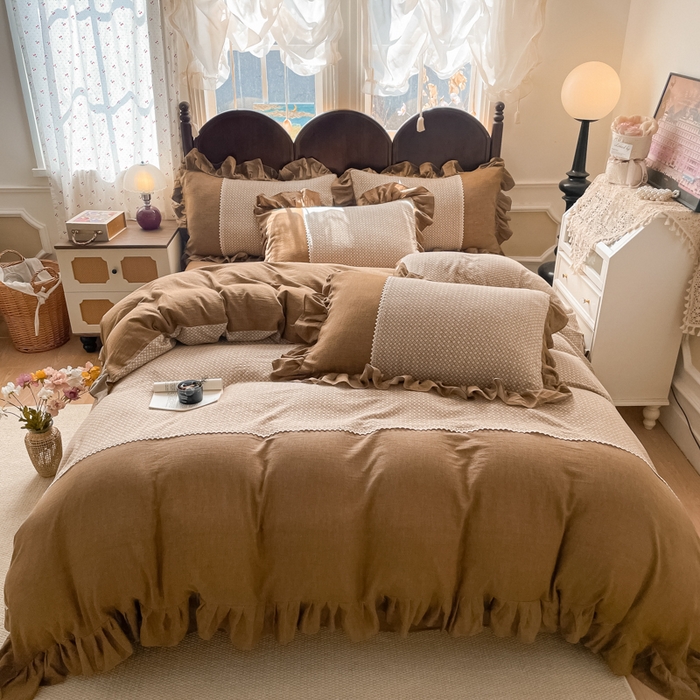 91家纺网 家纺一手货源 找家纺 梵克保罗 2024秋冬绒套件无纺布包装-系列一（20个起拿不退换） 蝴蝶-驼