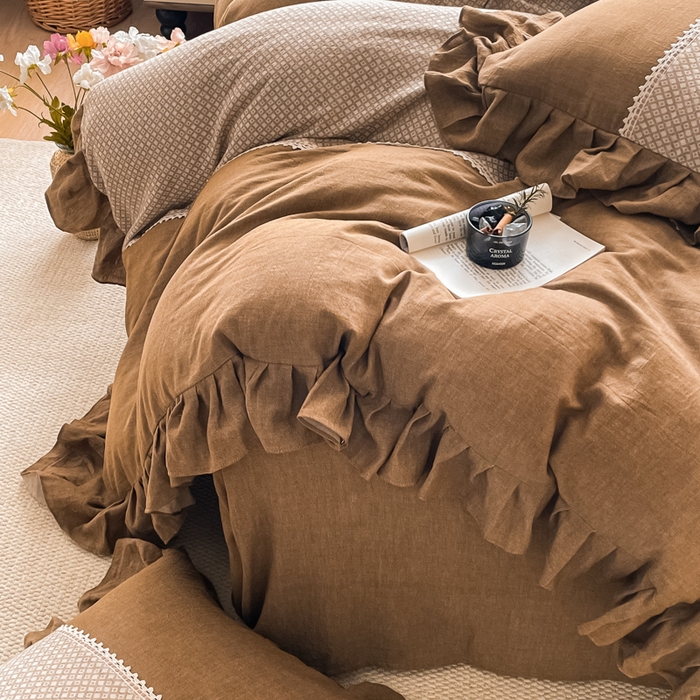 91家纺网 家纺一手货源 找家纺 （总）梵克保罗 2026新款棉麻法式花边四件套