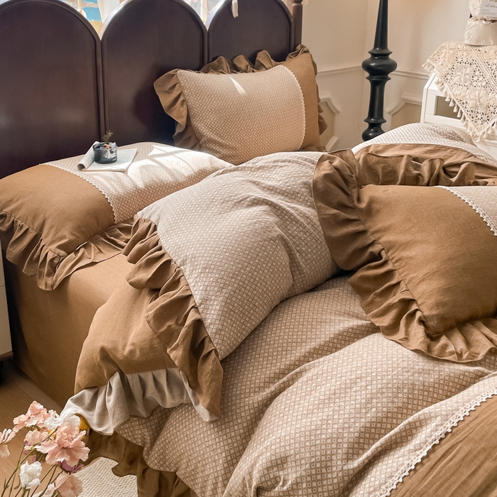 91家纺网 家纺一手货源 找家纺 （总）梵克保罗 2026新款棉麻法式花边四件套