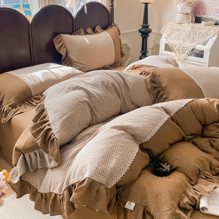 91家纺网 家纺一手货源 找家纺 （总）梵克保罗 2026新款棉麻法式花边四件套