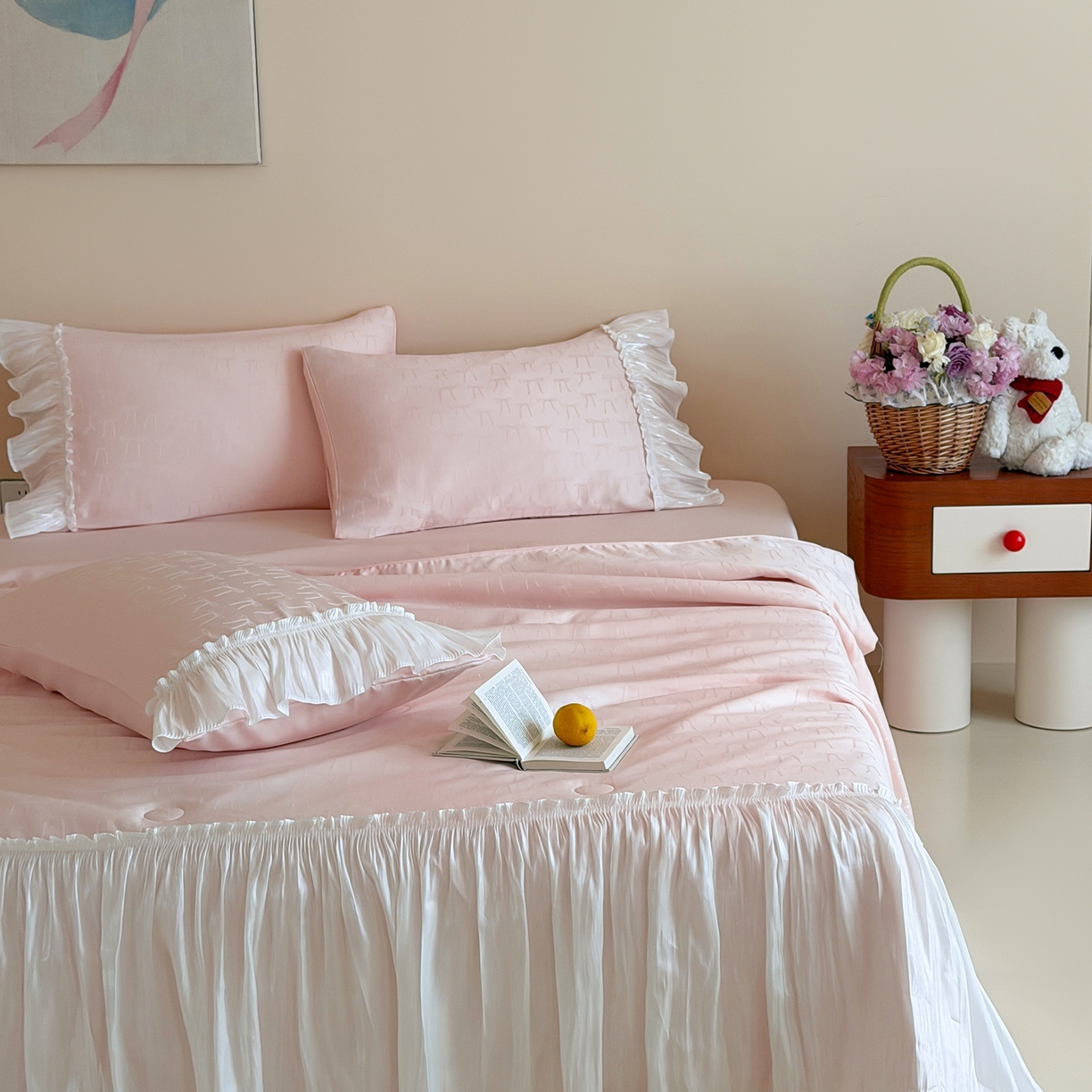 91家纺网 家纺一手货源 找家纺 山茶家居-原创设计（原山茶家纺） 2026新款水洗天丝提花夏被夏凉被空调被-月光纱 月光纱-粉