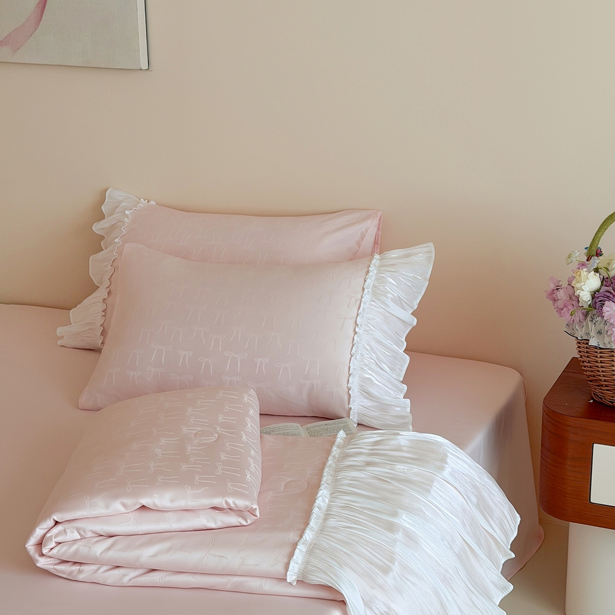 91家纺网 家纺一手货源 找家纺 山茶家居-原创设计（原山茶家纺） 2026新款水洗天丝提花夏被夏凉被空调被-月光纱 月光纱-粉