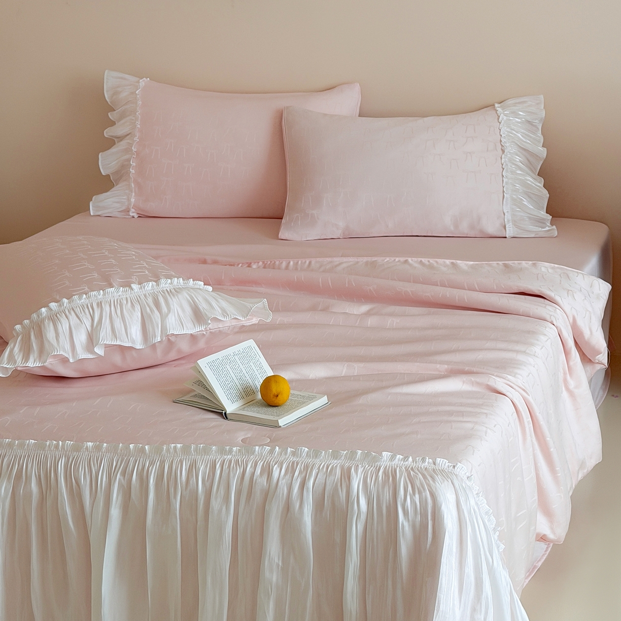 91家纺网 家纺一手货源 找家纺 山茶家居-原创设计（原山茶家纺） 2026新款水洗天丝提花夏被夏凉被空调被-月光纱 月光纱-粉