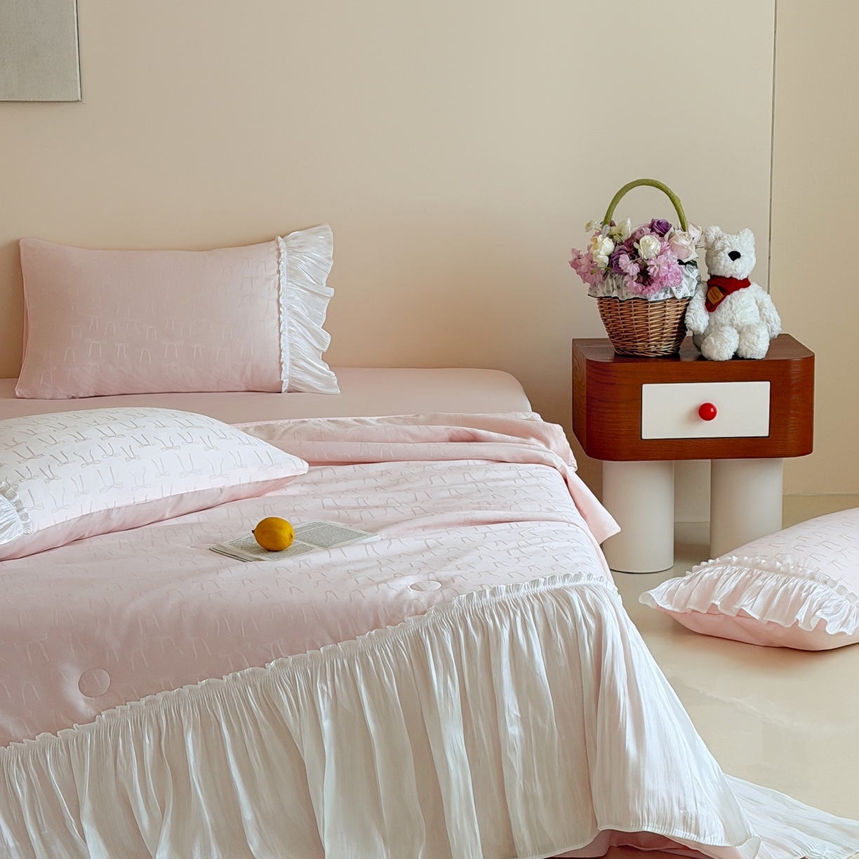 91家纺网 家纺一手货源 找家纺 山茶家居-原创设计（原山茶家纺） 2026新款水洗天丝提花夏被夏凉被空调被-月光纱 月光纱-粉