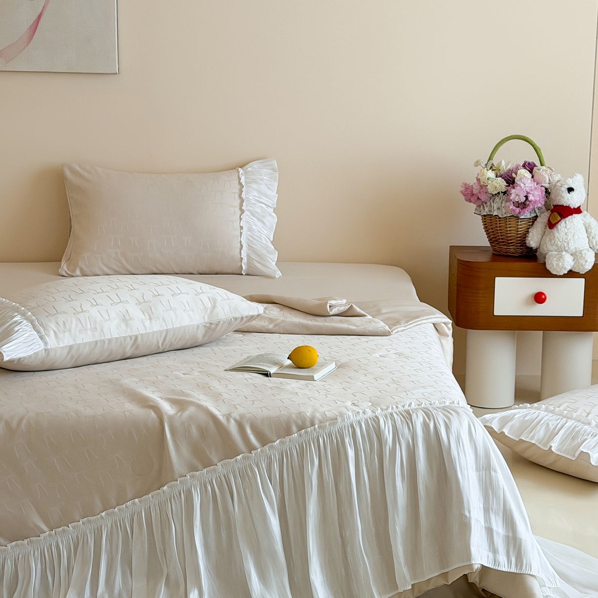 91家纺网 家纺一手货源 找家纺 山茶家居-原创设计（原山茶家纺） 2026新款水洗天丝提花夏被夏凉被空调被-月光纱 月光纱-咖